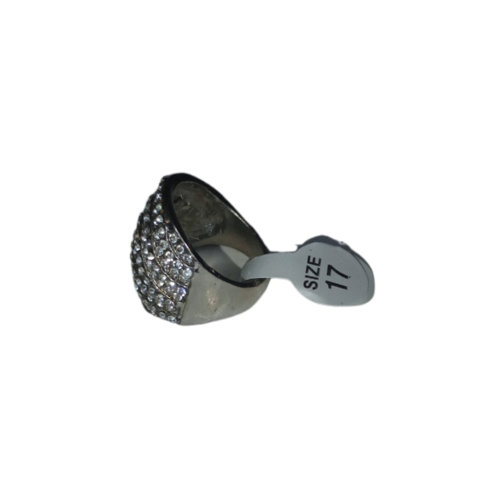 Silver Tone Pave Dome Statement Ring - image 2